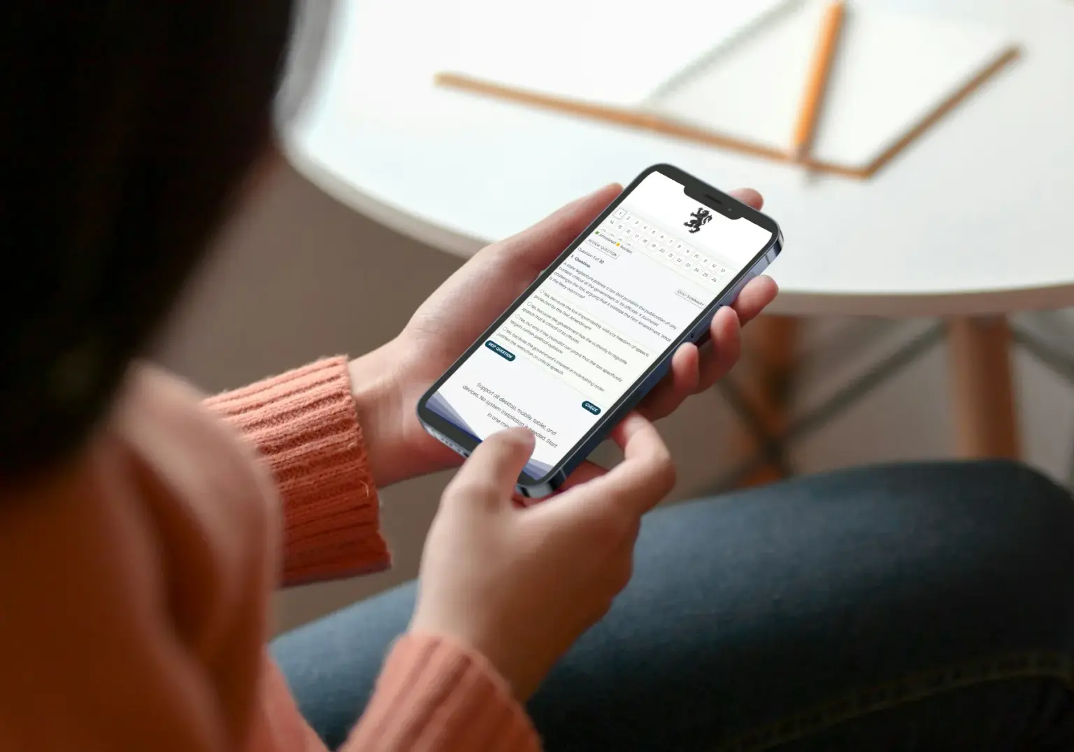 Candidate using UKCitizenshipExam.com on mobile
